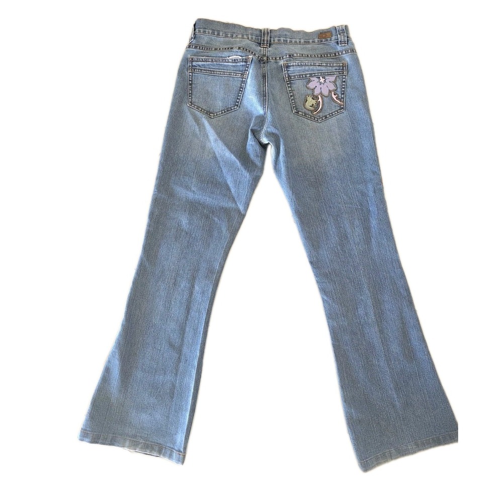 DKNY Jeans Womens Size 4 Embroidered Floral Y2K Bootcut Blue Denim - Picture 3 of 16